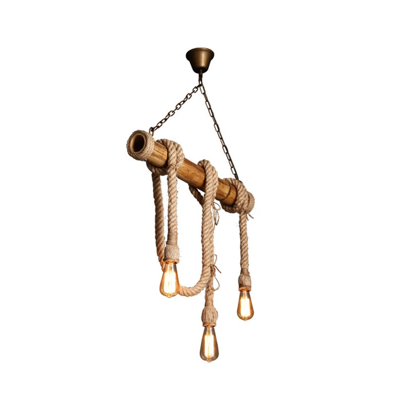 EcoCharm - Bamboo Adjustable Ceiling Light with Industrial Rope Design