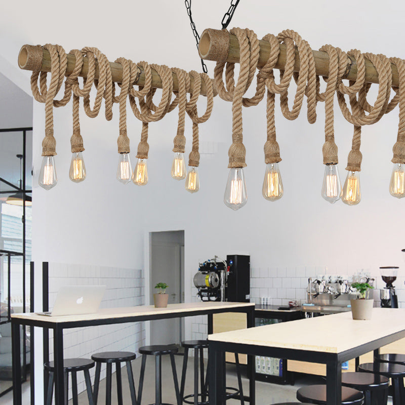 EcoCharm - Bamboo Adjustable Ceiling Light with Industrial Rope Design