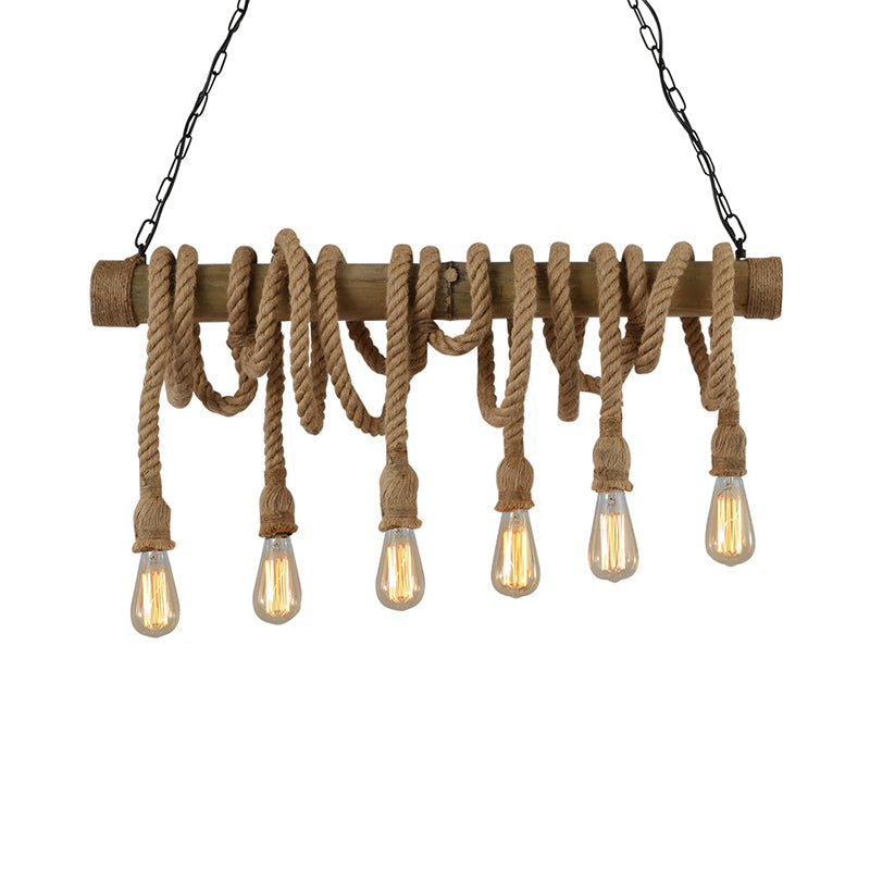 EcoCharm - Bamboo Adjustable Ceiling Light with Industrial Rope Design