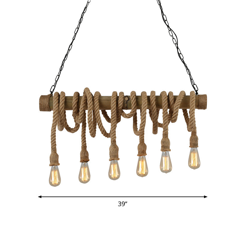 EcoCharm - Bamboo Adjustable Ceiling Light with Industrial Rope Design