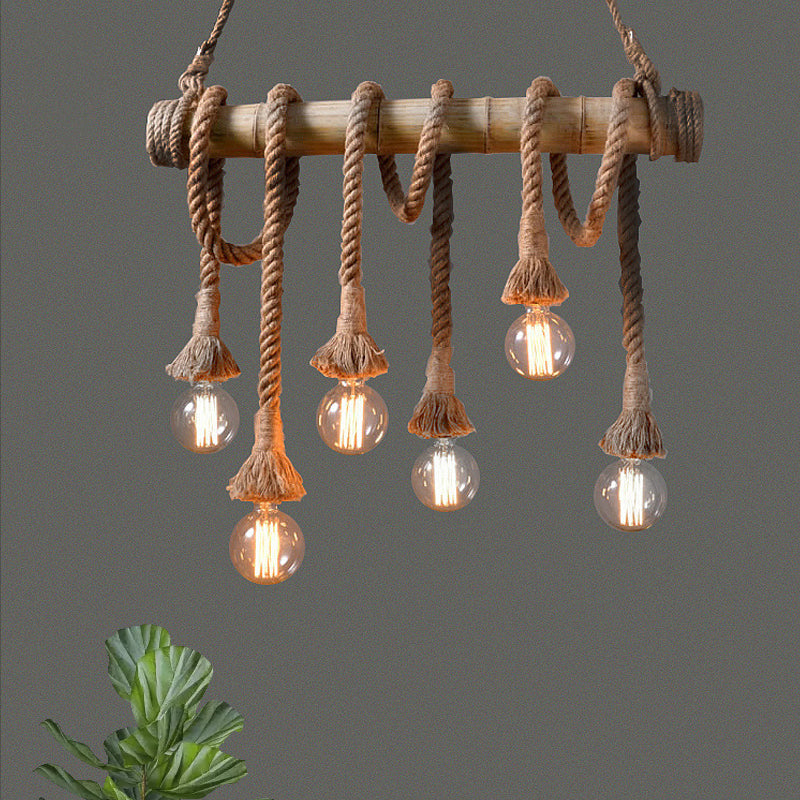 EcoCharm - Bamboo Adjustable Ceiling Light with Industrial Rope Design