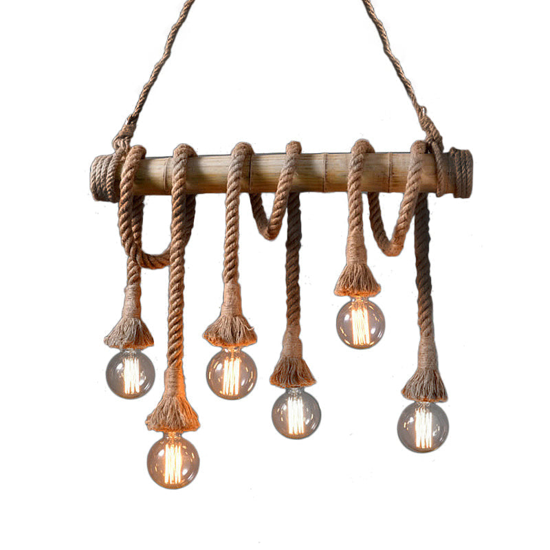 EcoCharm - Bamboo Adjustable Ceiling Light with Industrial Rope Design