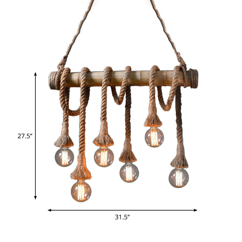 EcoCharm - Bamboo Adjustable Ceiling Light with Industrial Rope Design