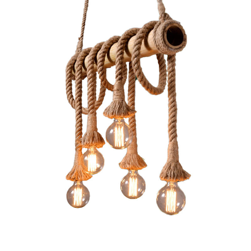 EcoCharm - Bamboo Adjustable Ceiling Light with Industrial Rope Design