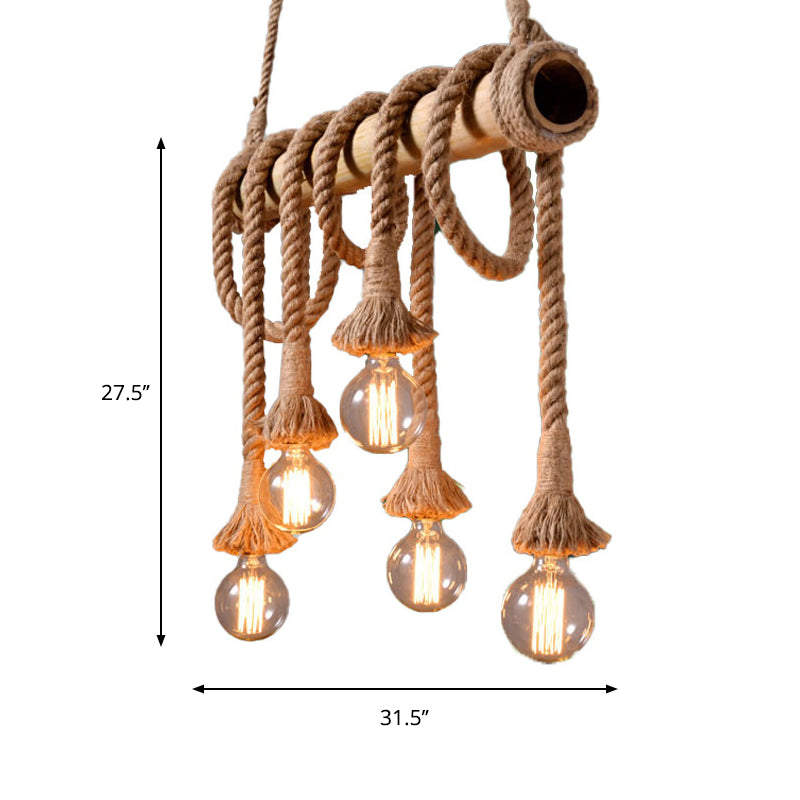 EcoCharm - Bamboo Adjustable Ceiling Light with Industrial Rope Design