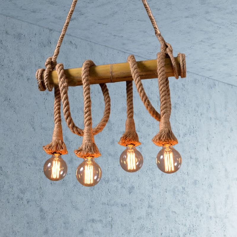 EcoCharm - Bamboo Adjustable Ceiling Light with Industrial Rope Design