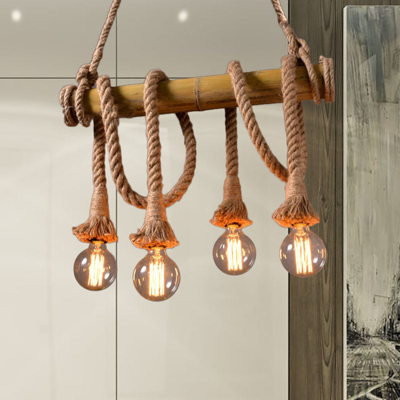 EcoCharm - Bamboo Adjustable Ceiling Light with Industrial Rope Design