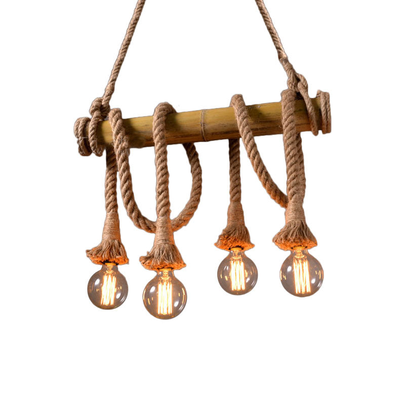 EcoCharm - Bamboo Adjustable Ceiling Light with Industrial Rope Design