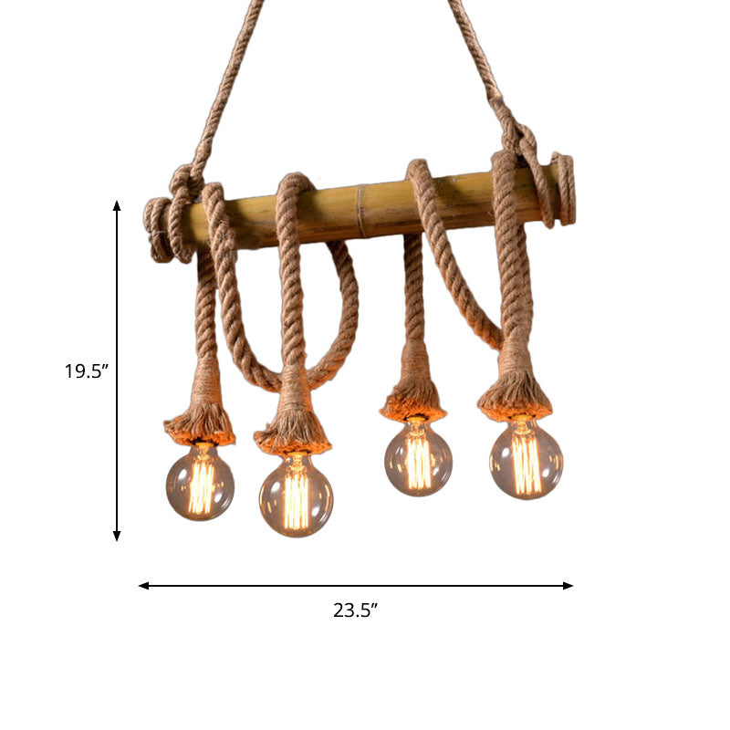 EcoCharm - Bamboo Adjustable Ceiling Light with Industrial Rope Design