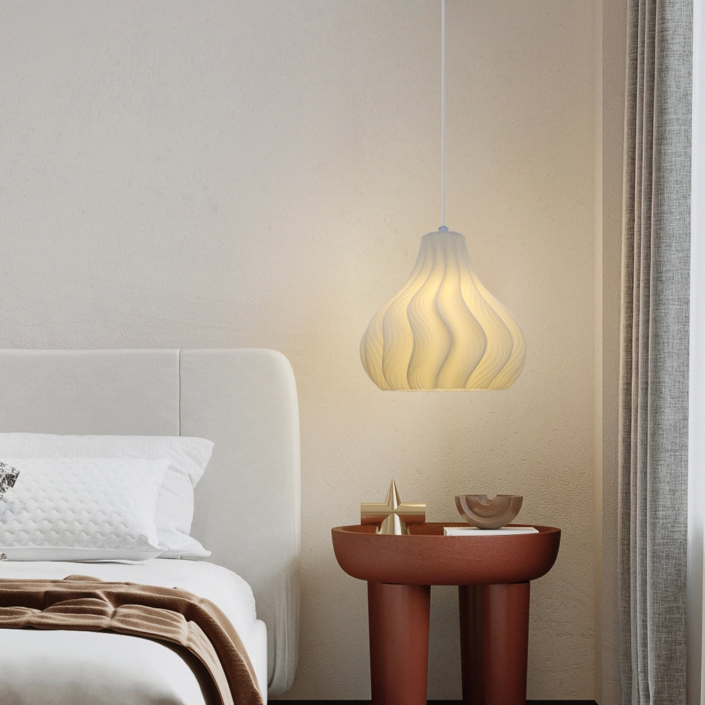 AquaGlow Pendant Light – Modern LED Lamp with Rotatable Water Wave Design for Bedroom and Living Room