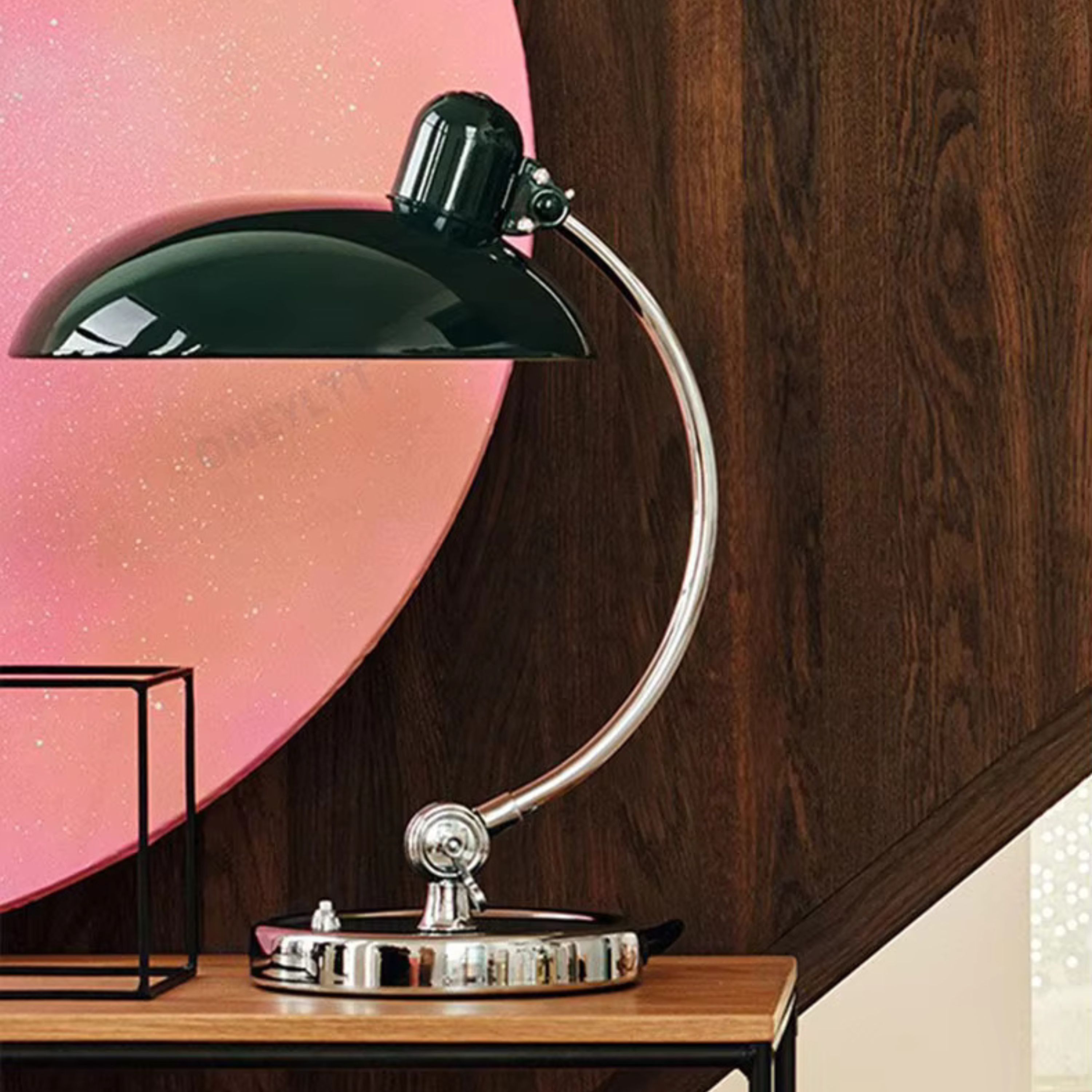 Bordlampe Bauhaus-stil krom jern lys