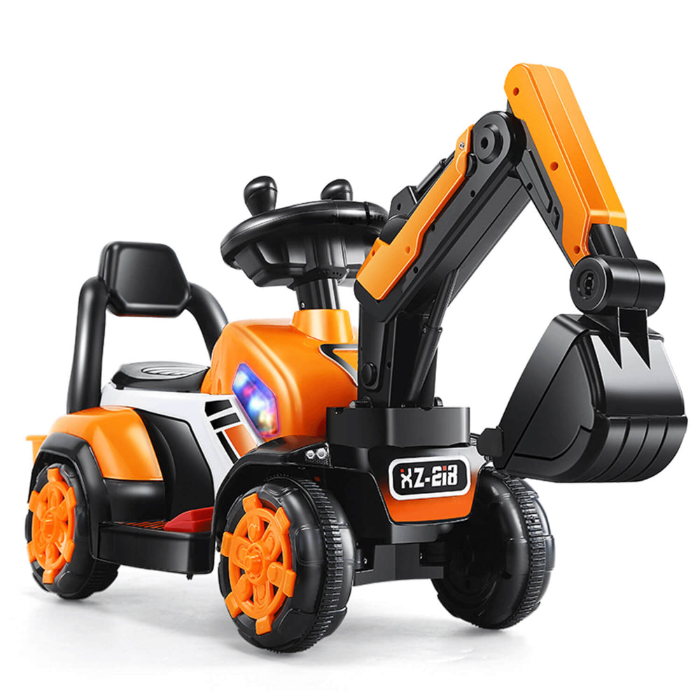 6V Electric Excavator Kids Ride-on Pedal Tractor With Power Digger & Music Sounds - Image 1