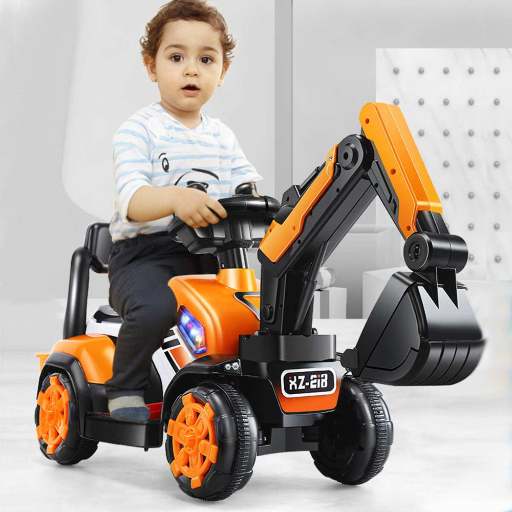 6V Electric Excavator Kids Ride-on Pedal Tractor With Power Digger & Music Sounds - Image 2