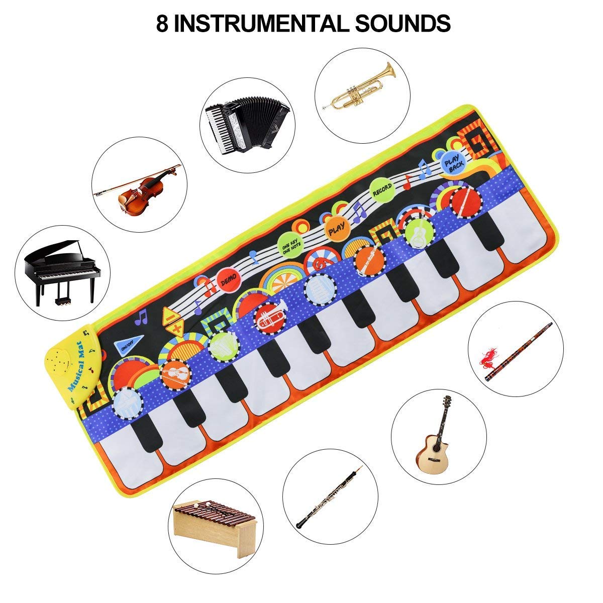 Musikalsk legetæppe til børn med instrumenter