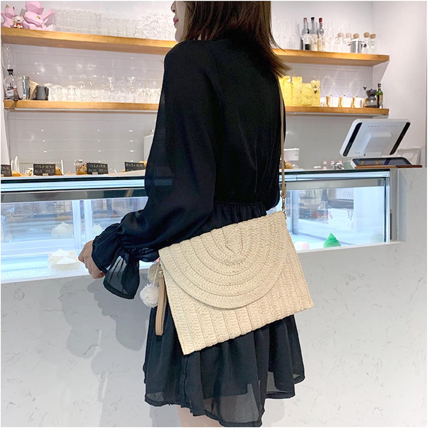 Strå Crossbody Taske Sommer Vævet Skuldertaske