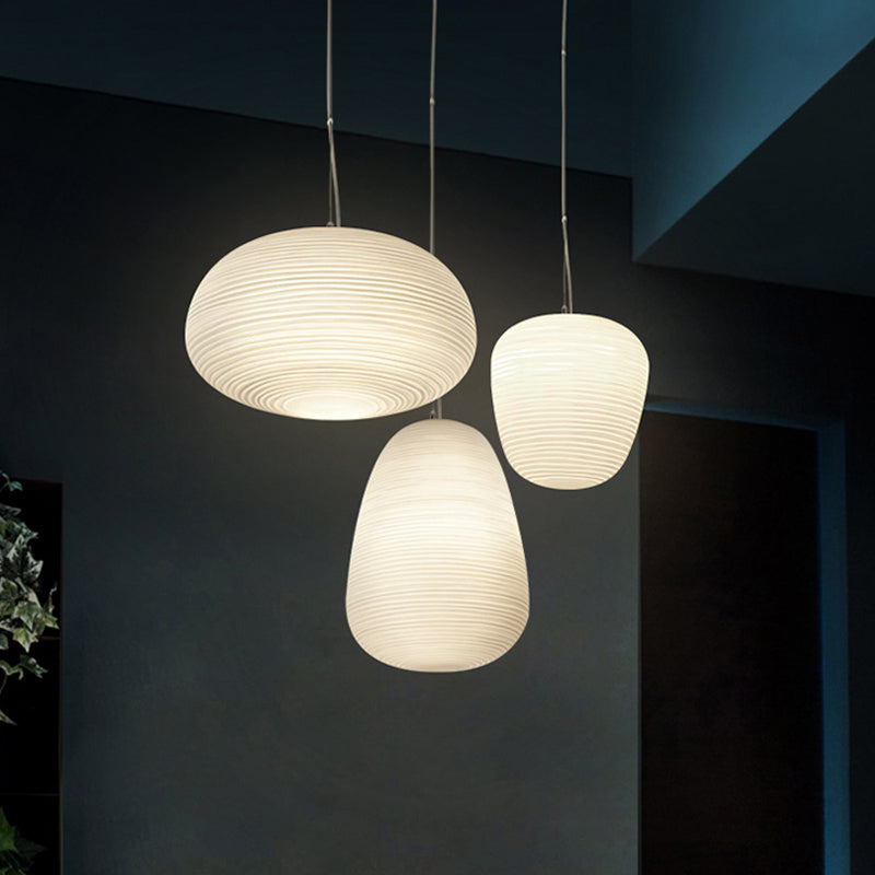 GlassGlow - Modern Ribbed Glass Ceiling Lamp