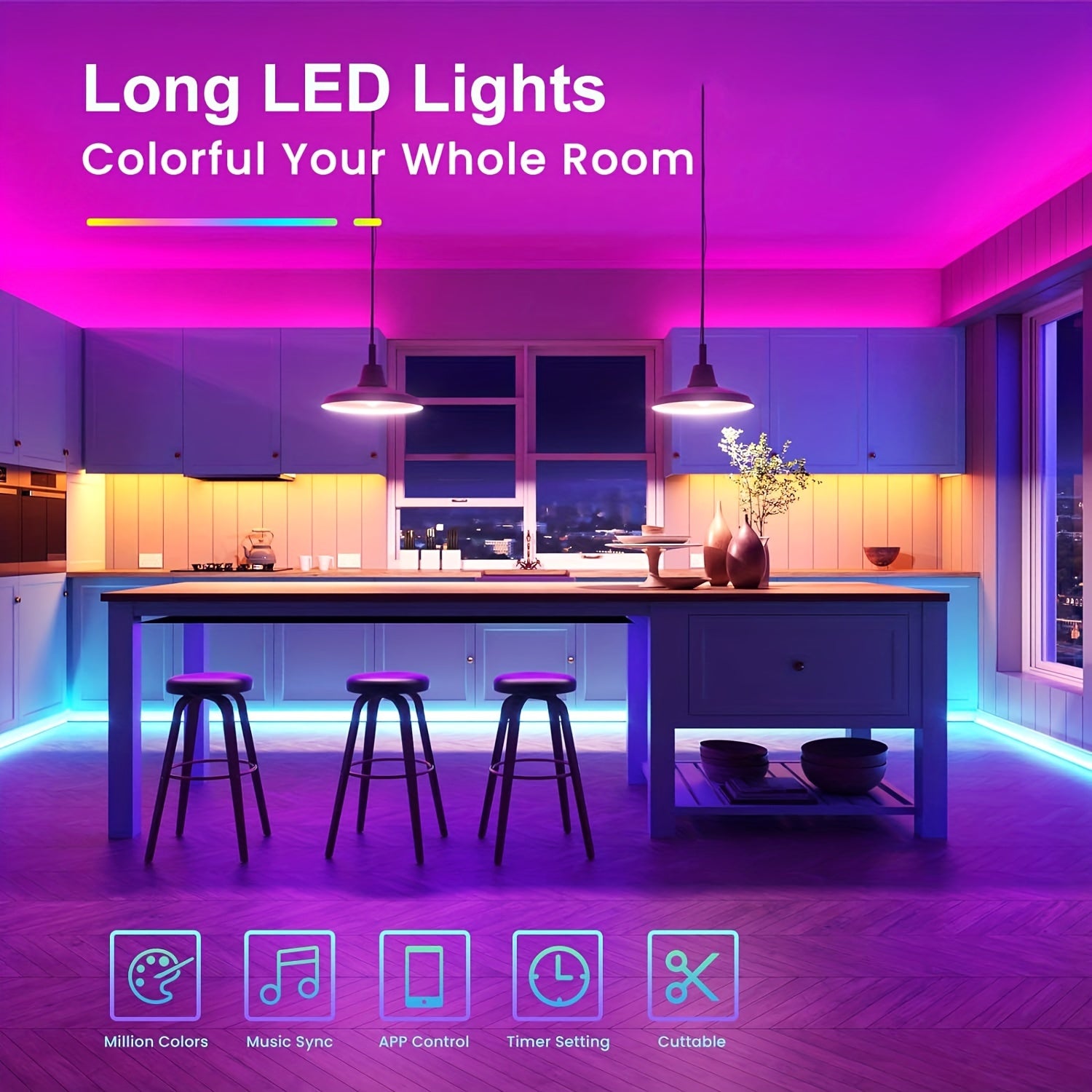 LED-strips med farveskift og app-styring