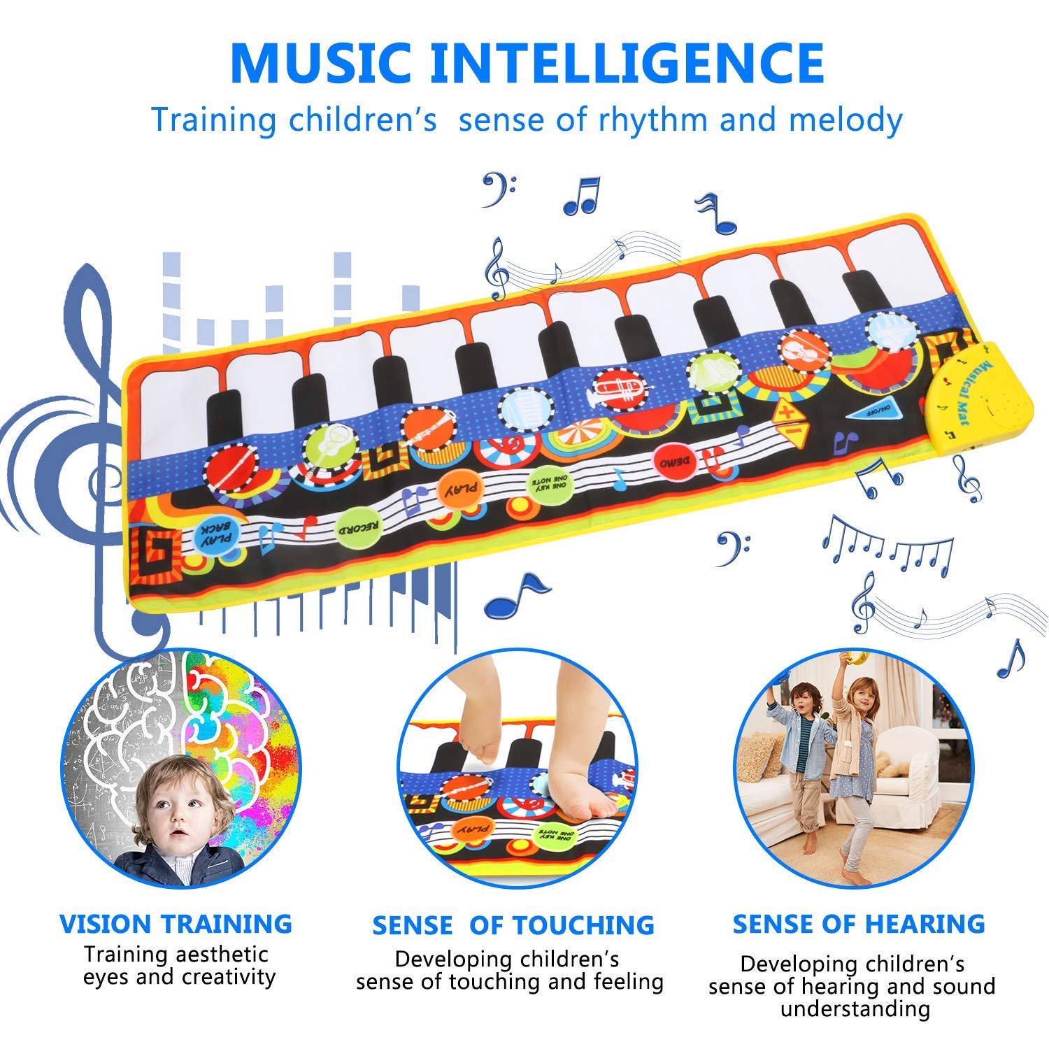 Musikalsk legetæppe til børn med instrumenter