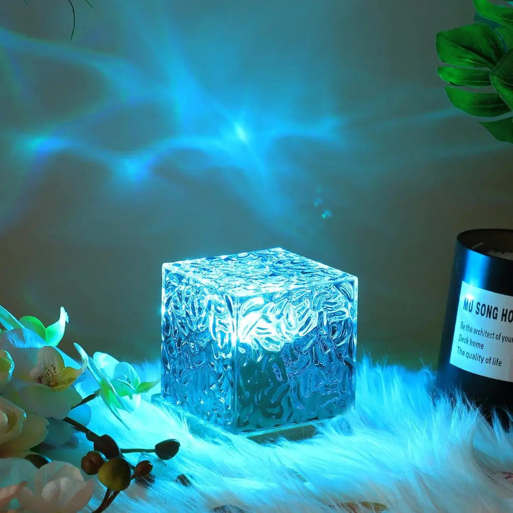 Bordlampe Glas Terning Stemningslys