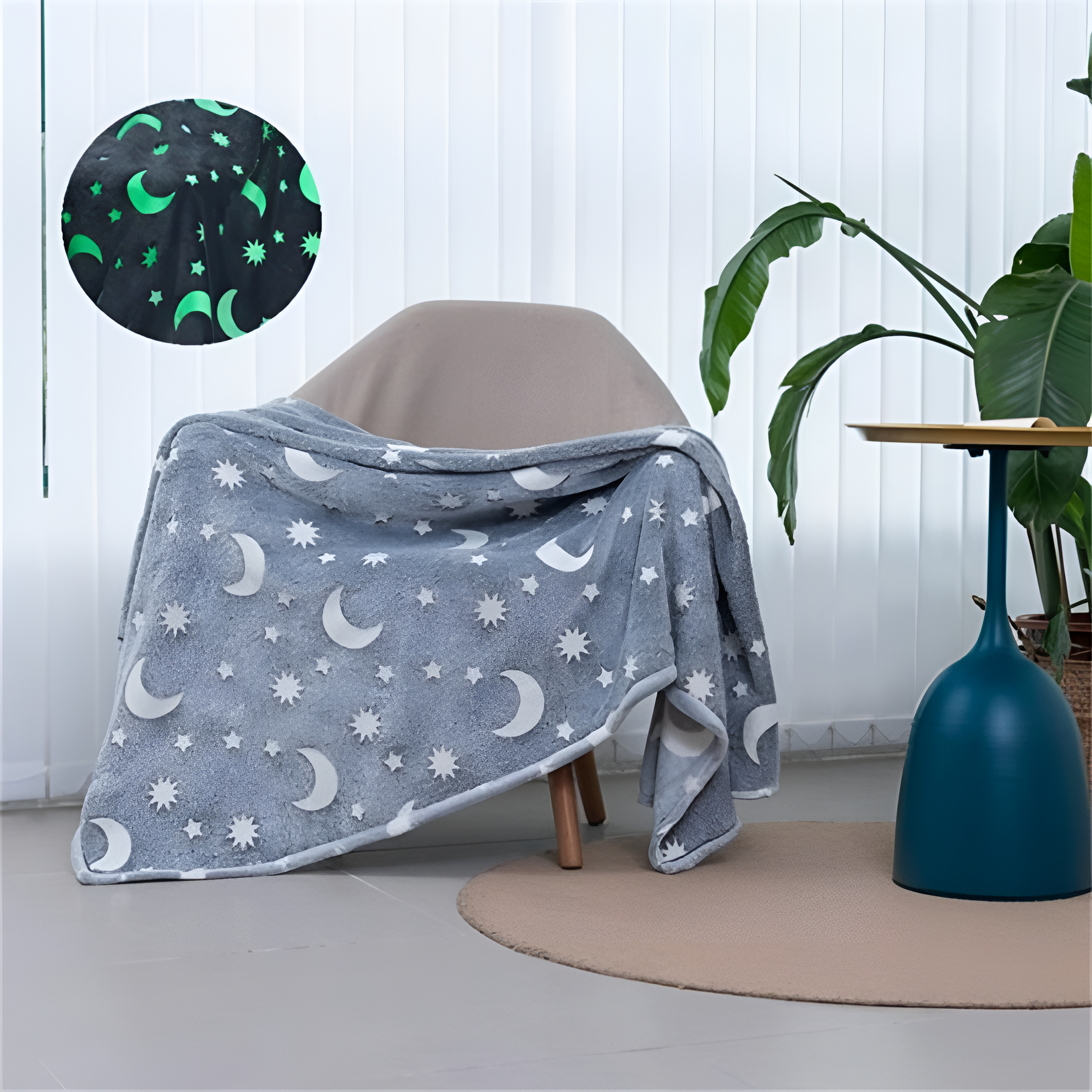 Fleece Tæppe Glow Stjerner Blødt Seng Tæppe