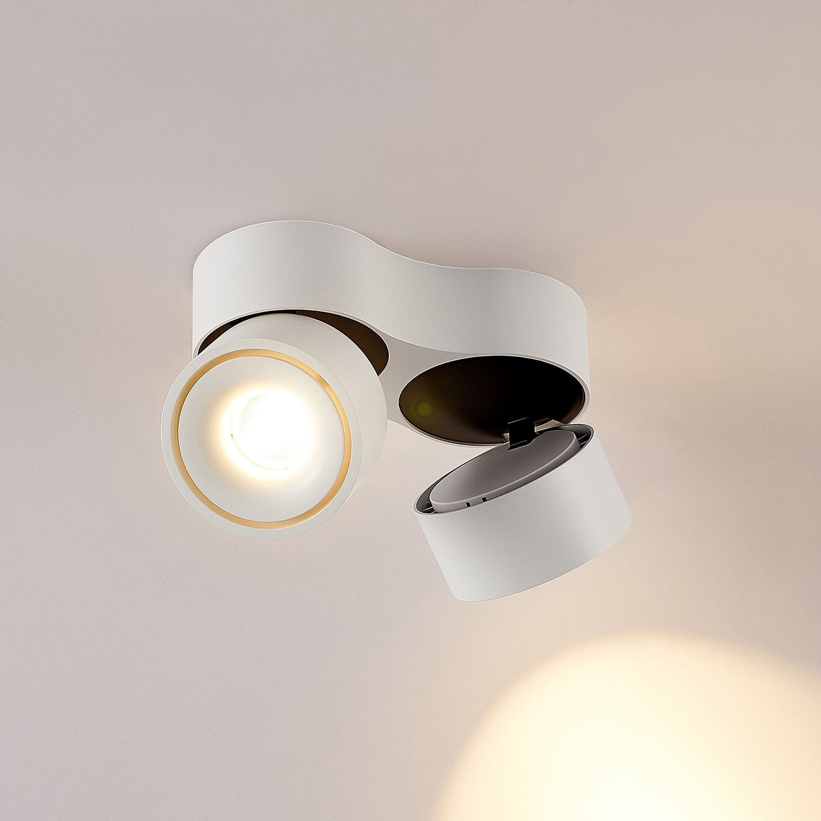 Loftlampe med to justerbare spotlights