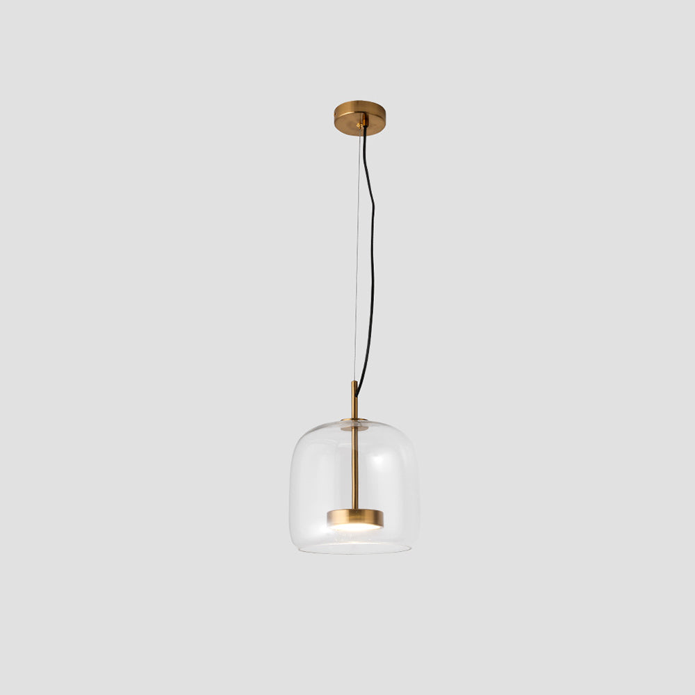 AmberGlow - Retro LED Pendant Lights with Gold Metal and Glass