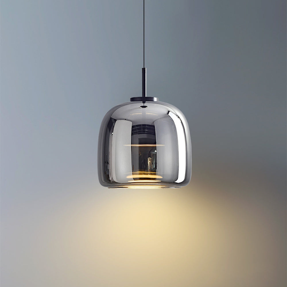 AmberGlow - Retro LED Pendant Lights with Gold Metal and Glass