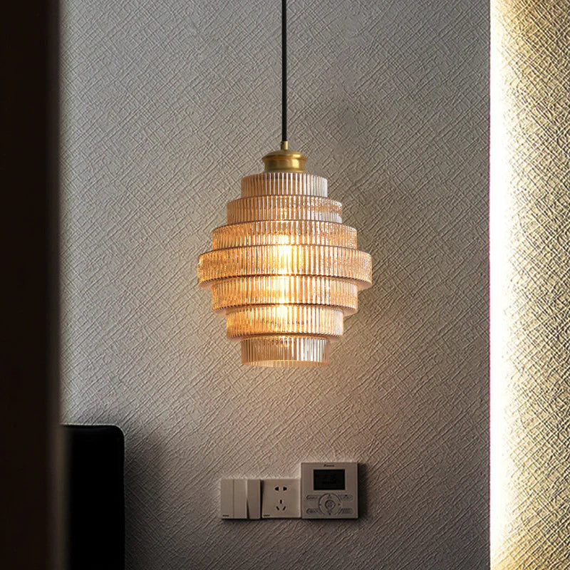 VintageGlow - Bottle-Shaped Brass Glass Pendant Lamp