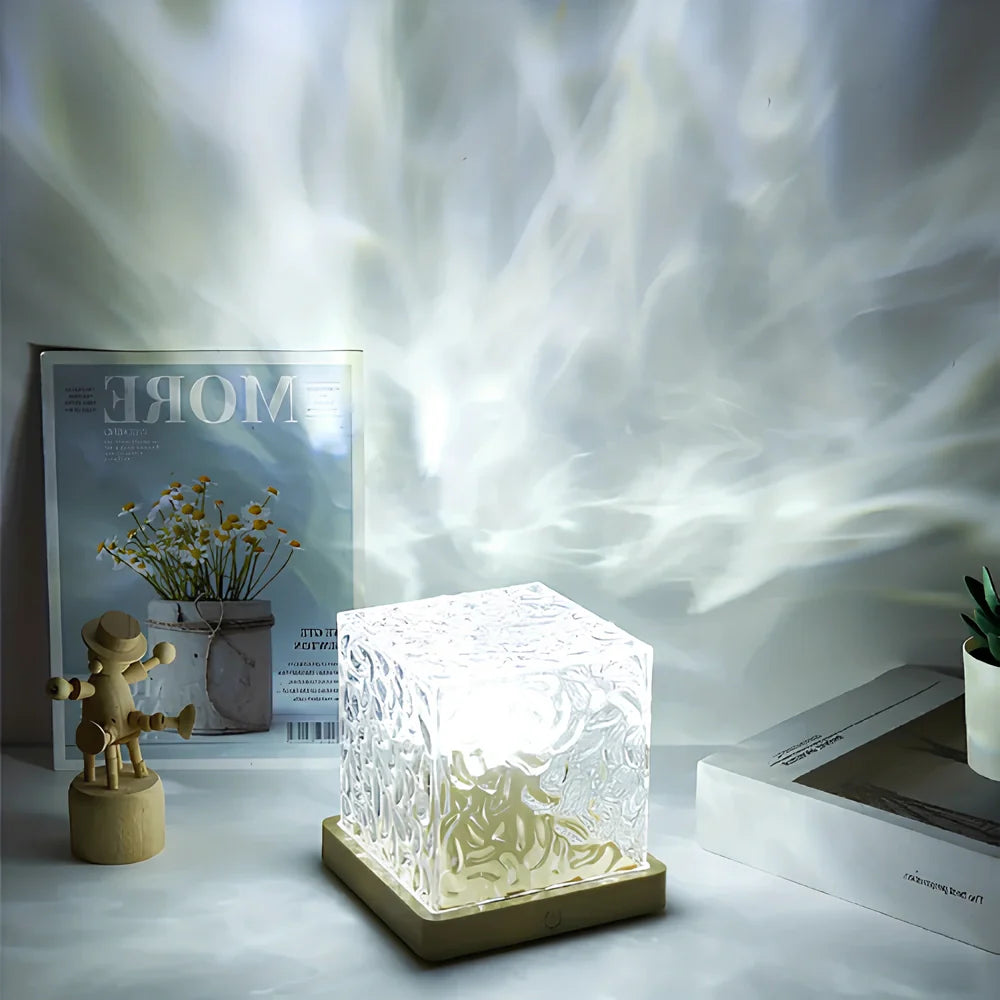 Bordlampe Glas Terning Stemningslys