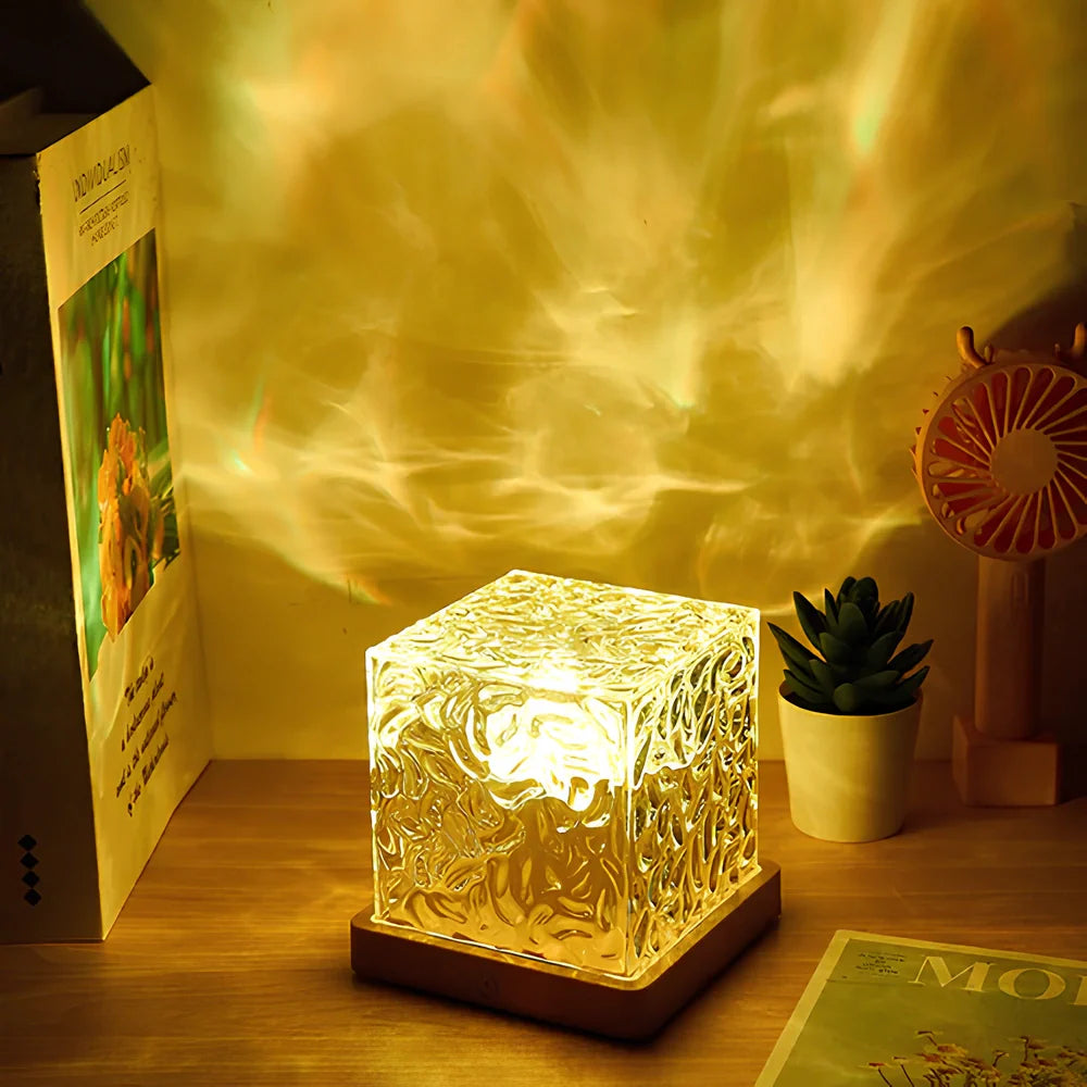 Bordlampe Glas Terning Stemningslys