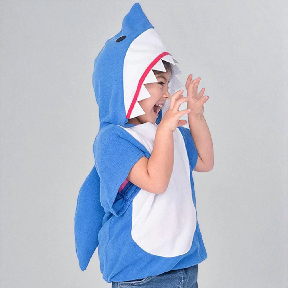 Costume per Bambino Baby Shark di Halloween con Felpa con Cappuccio in Pile