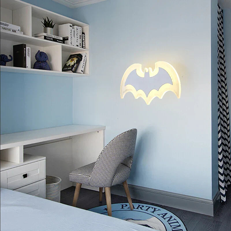 Luminous Bat Haven - Stylish LED Wall Light for Modern Children's Rooms, Perfect for Boys & Girls