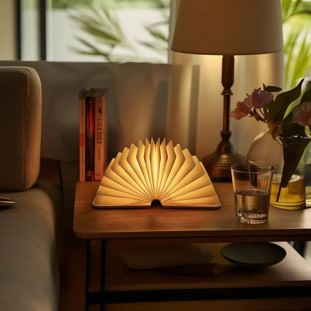 Bordlampe foldbar træ LED boglys