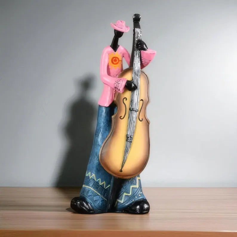 Scultura in resina di musicista jazz per arte da parete