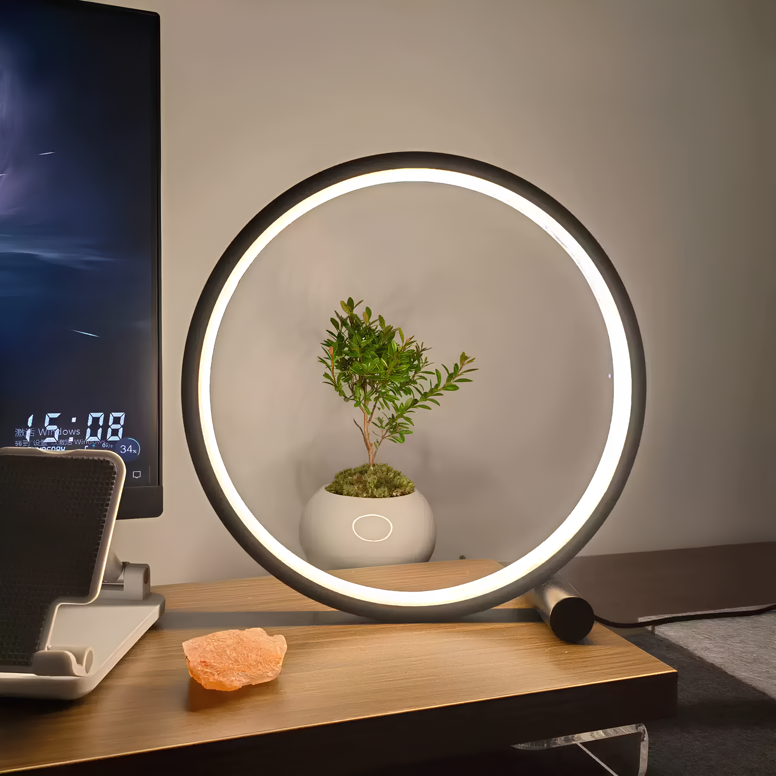 LED bordlampe ring dæmpbar sengelampe