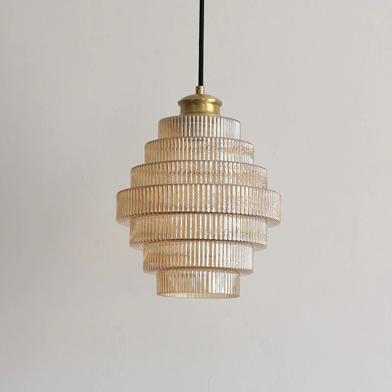 VintageGlow - Bottle-Shaped Brass Glass Pendant Lamp