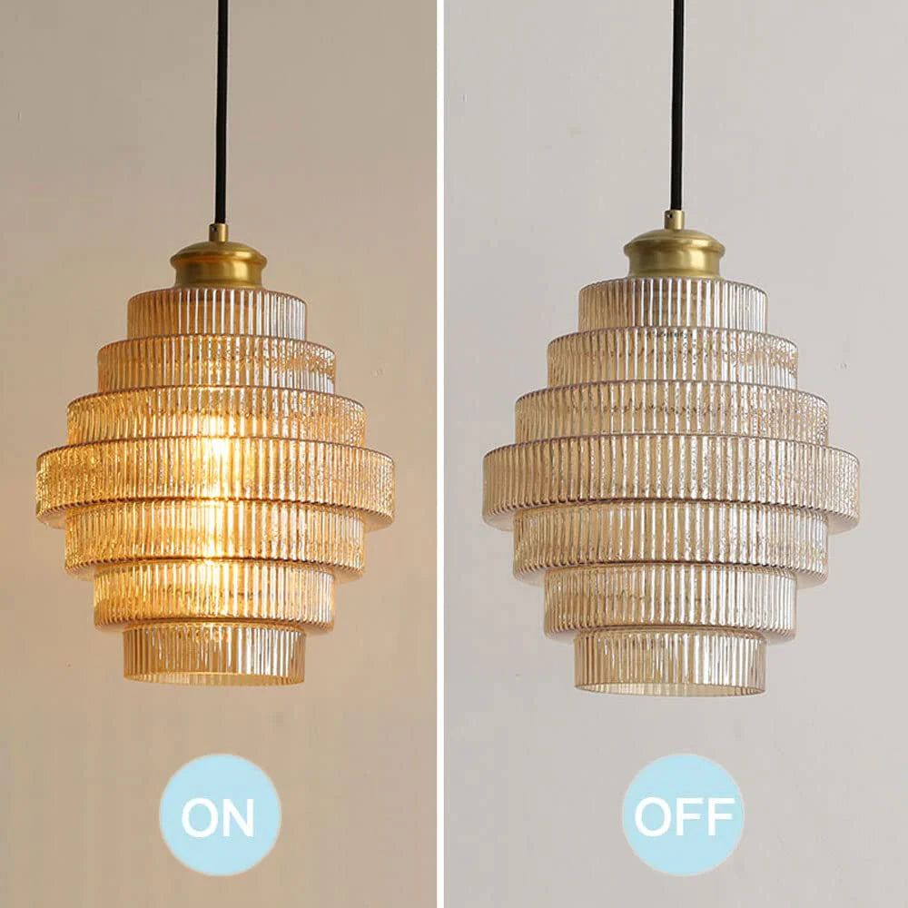 VintageGlow - Bottle-Shaped Brass Glass Pendant Lamp