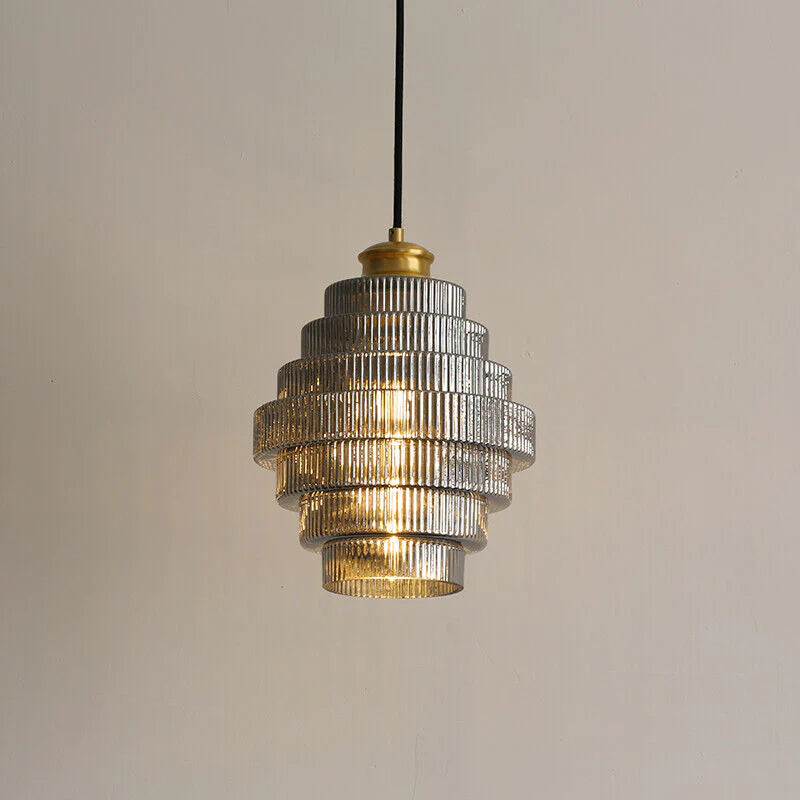 VintageGlow - Bottle-Shaped Brass Glass Pendant Lamp