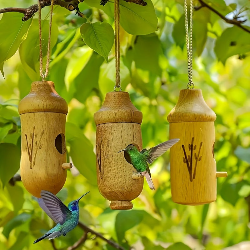 木製ハンギングハチドリの巣箱セット