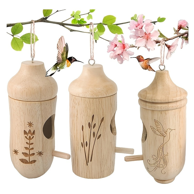 木製ハンギングハチドリの巣箱セット