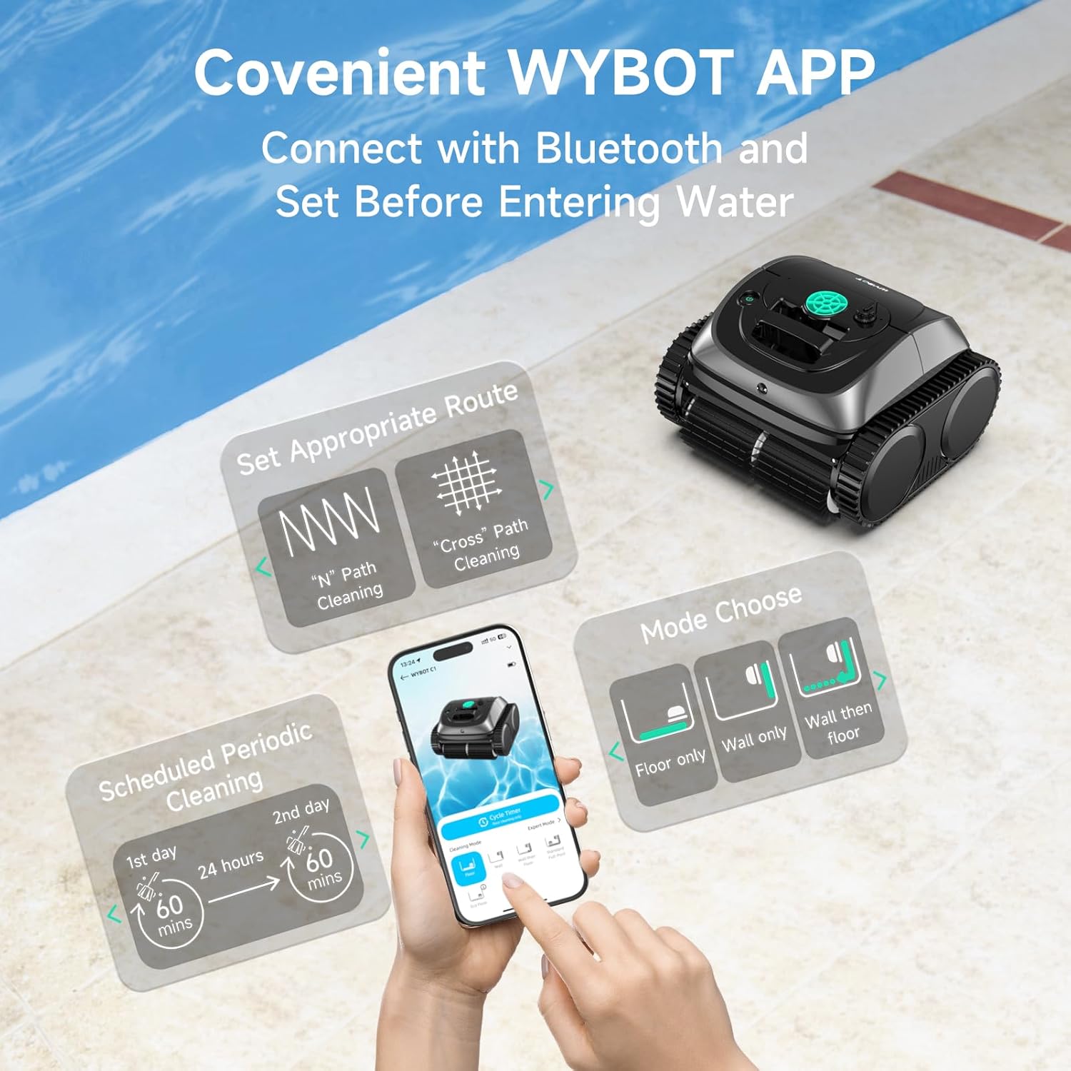 ロボットプールクリーナー スマートコードレスフロアスクラバー