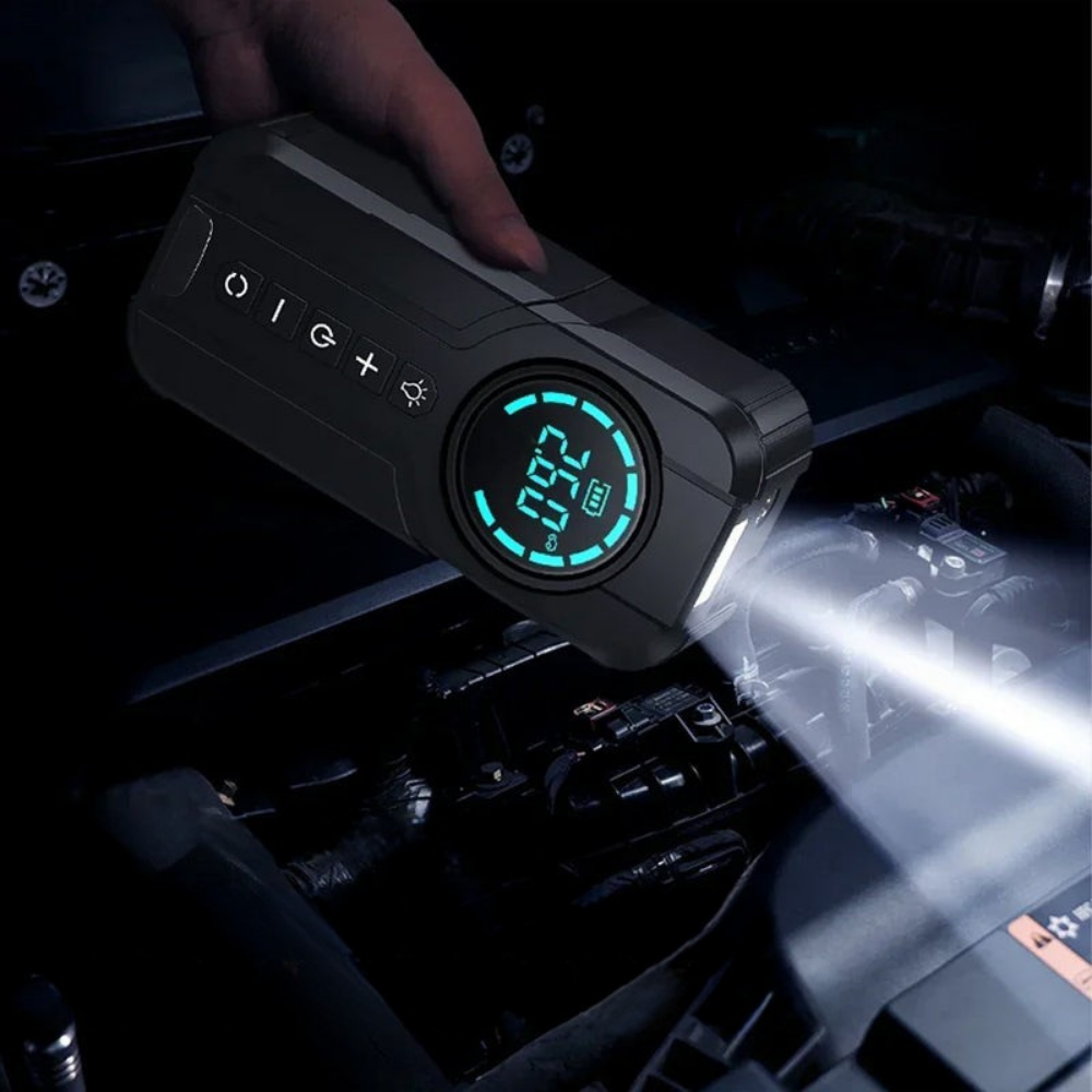 Kompakt bil luftpumpe jumpstarter LED-lys