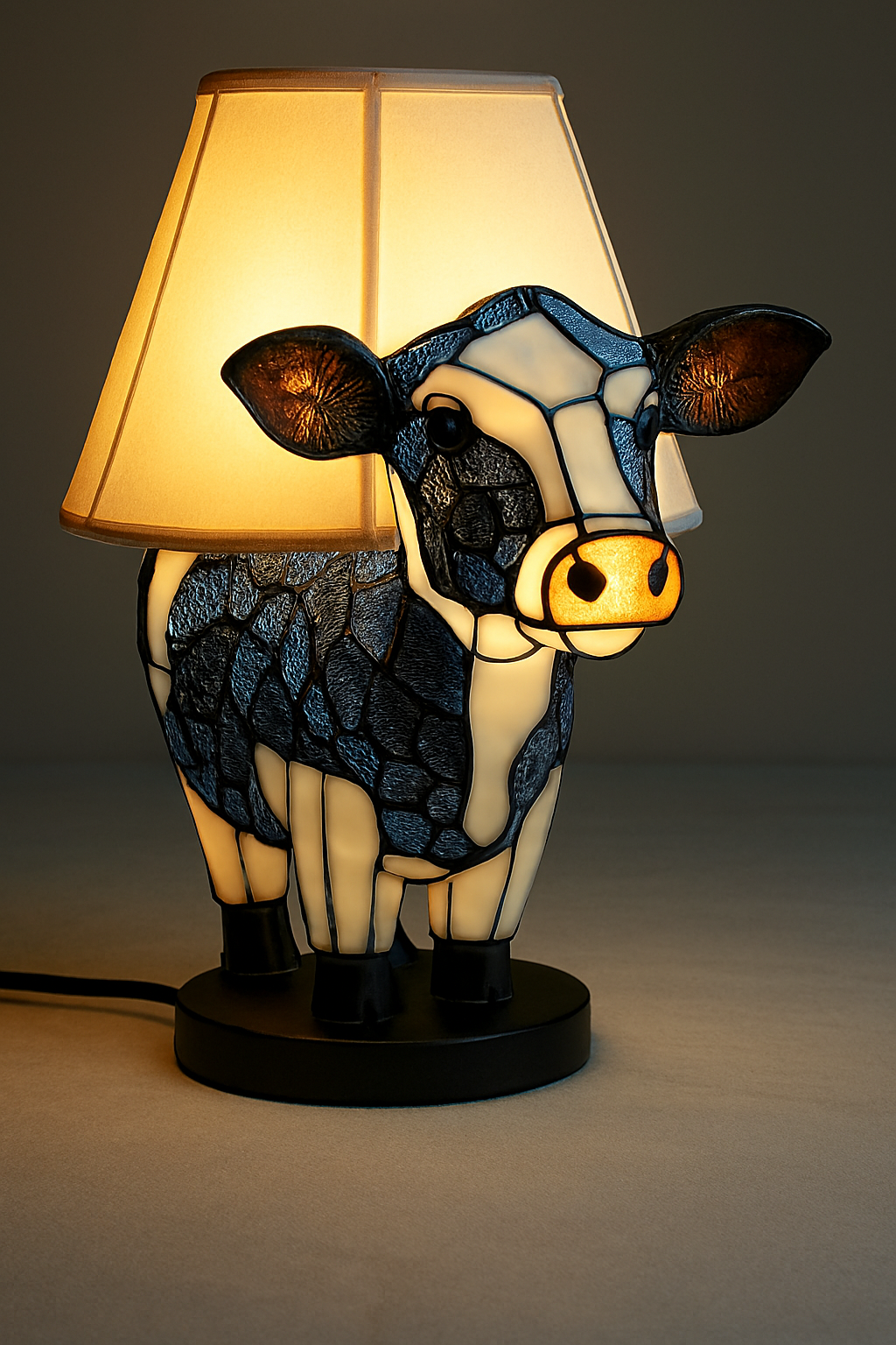Zvířecí stolní lampa s vitrážovým sklem ozdoba