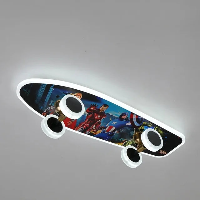 BrightSkate Glow: Modern LED Ceiling Light for Children's Rooms | Stylish Lamp for Boys' Spaces