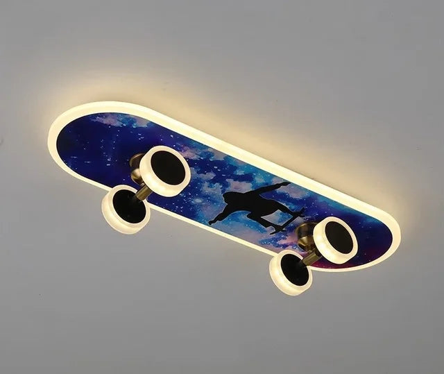 BrightSkate Glow: Modern LED Ceiling Light for Children's Rooms | Stylish Lamp for Boys' Spaces