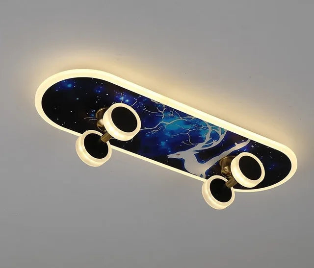 BrightSkate Glow: Modern LED Ceiling Light for Children's Rooms | Stylish Lamp for Boys' Spaces