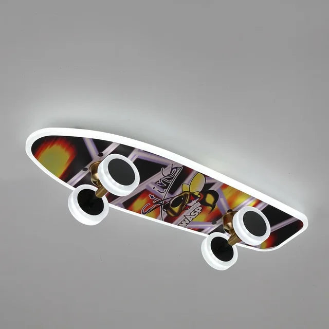 BrightSkate Glow: Modern LED Ceiling Light for Children's Rooms | Stylish Lamp for Boys' Spaces