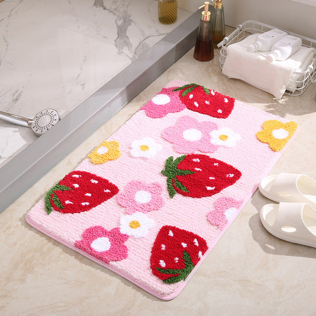 Berry Bliss Bath Mat – Non-Slip and Washable, Charming Rug for Bathroom and Kids’ Spaces