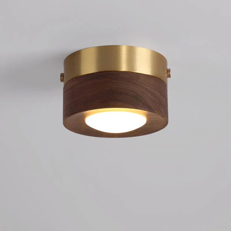 TimberGlow - Walnut Ceiling Lamp with LED Spotlight