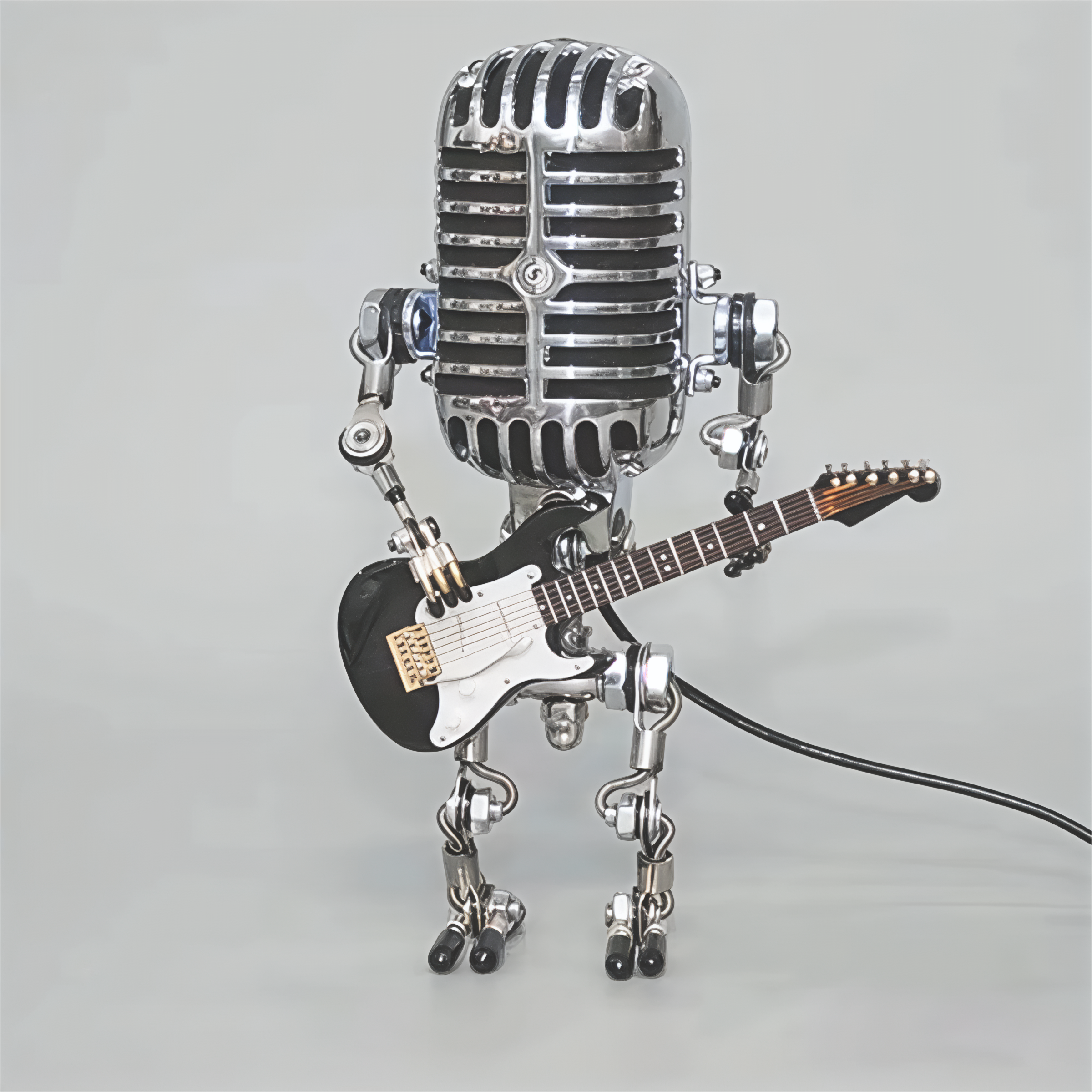 Bordlampe Robot Skulptur Metal Guitar Lys
